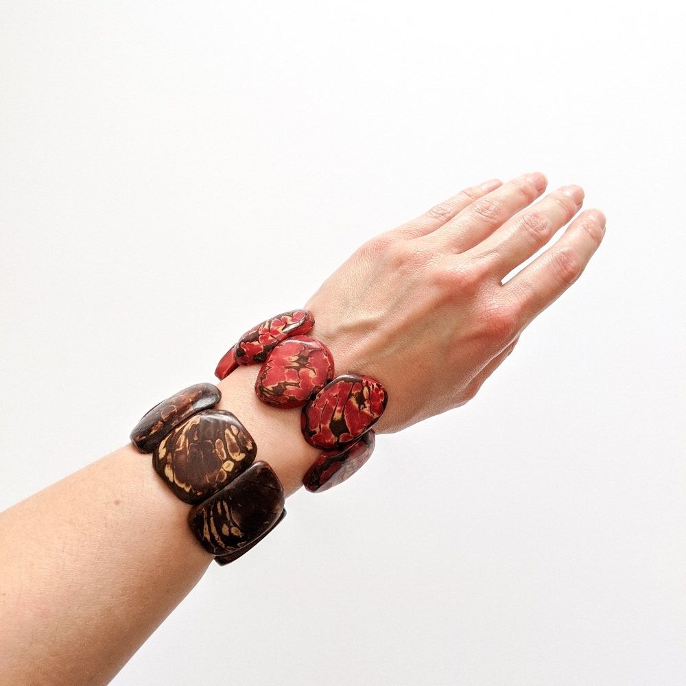 SET Tropical Red & Brown Bracelets
